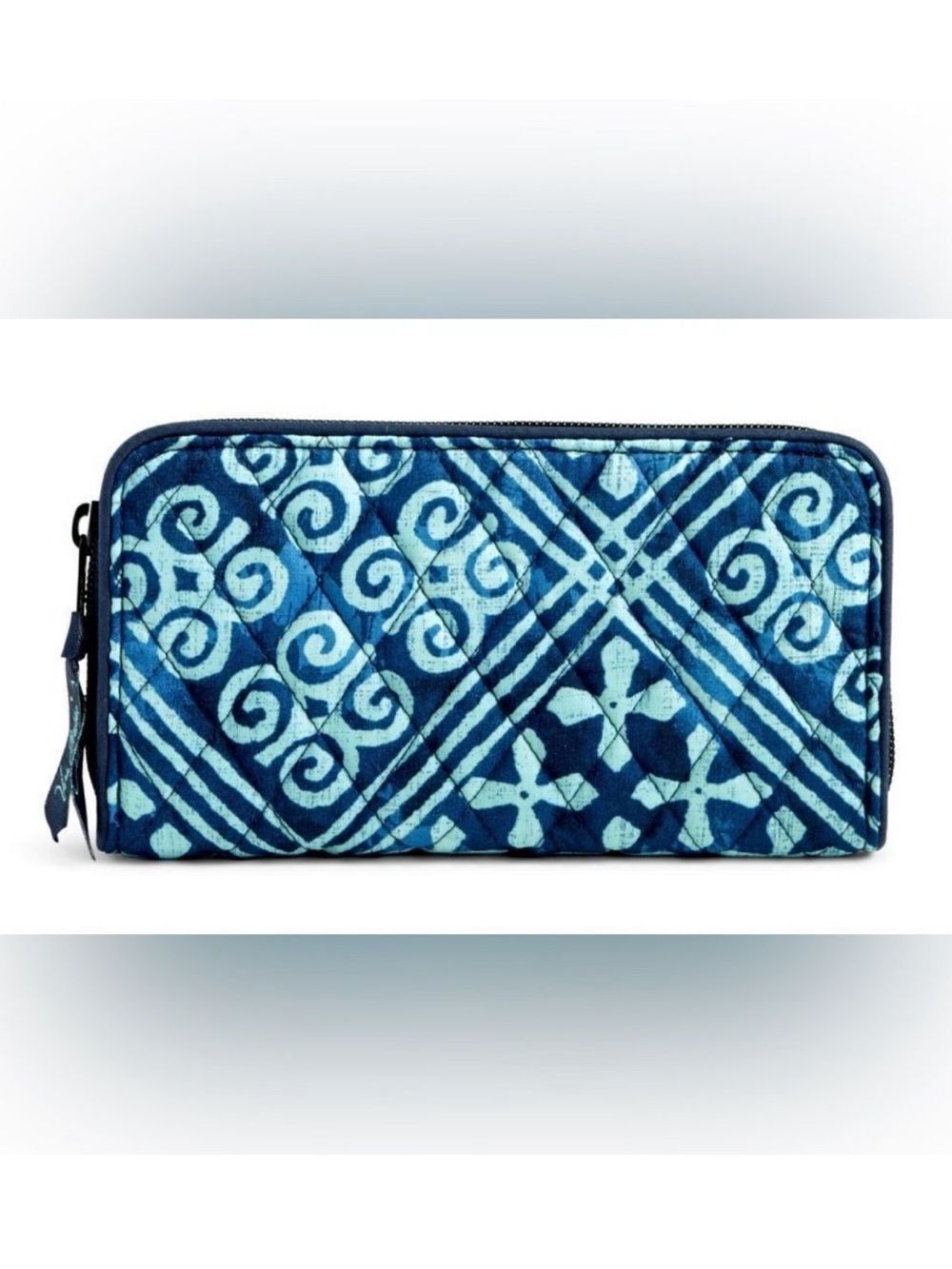 VB RFID Signature Cotton Navy Light Blue Cuban Tiles Georgia Wallet